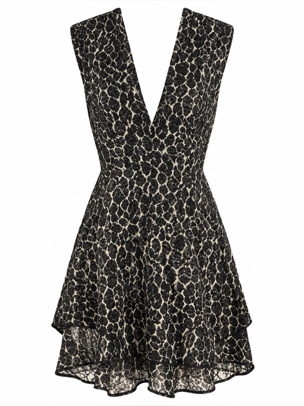 Cushnie et Ochs Animal Print Jacquard Deep V Mini Dress Silk lined ;worn once